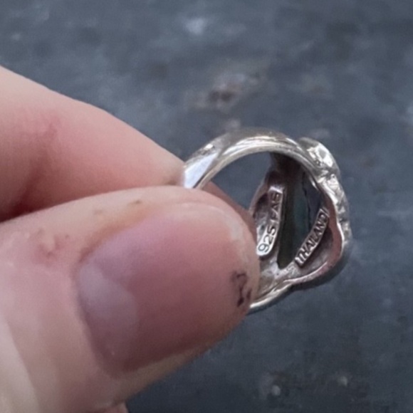 Abalone, Sterling and Marcasite Ring Size 5.5-6 - Picture 4 of 6